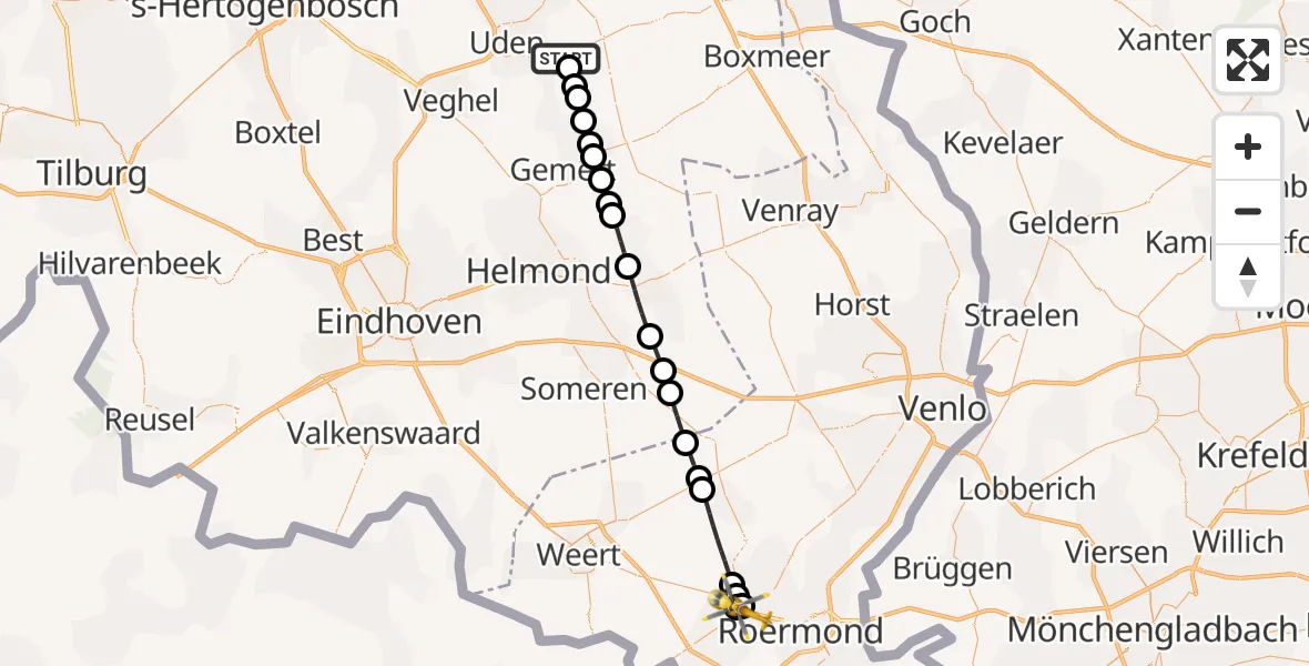 Vluchtroute Traumahelikopter Vliegbasis Volkel - Horn, 07 juli 2026, 13:23