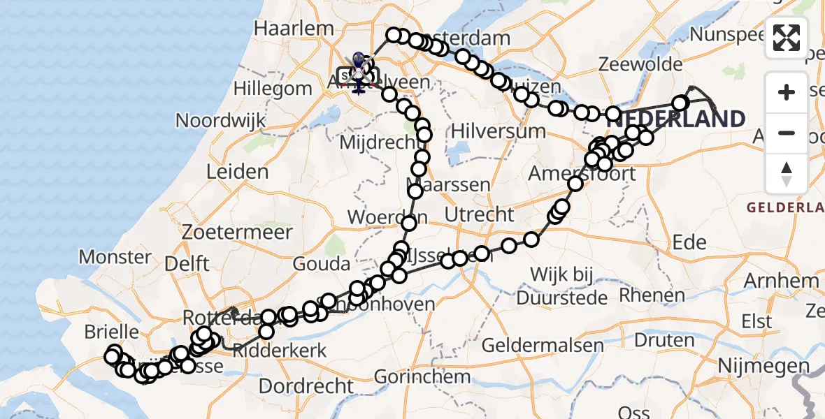 Vluchtroute Politiehelikopter Amsterdam Vliegveld Schiphol - Amsterdam Vliegveld Schiphol, 07 juli 2026, 13:43