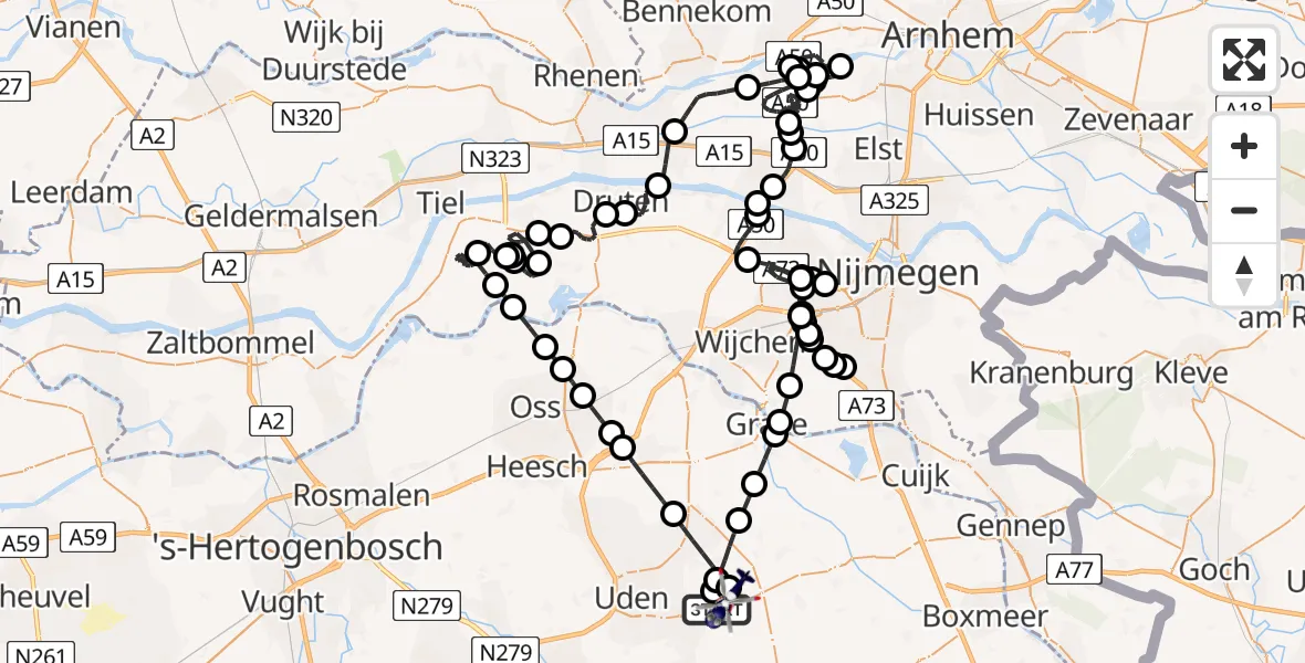Vluchtroute Politiehelikopter Vliegbasis Volkel - Vliegbasis Volkel, 07 juli 2026, 14:30