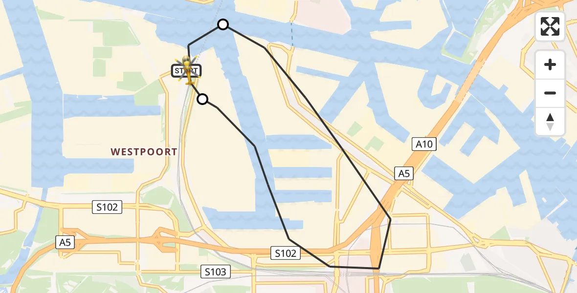 Vluchtroute Traumahelikopter Amsterdam Heliport - Amsterdam Heliport, 07 juli 2026, 17:19