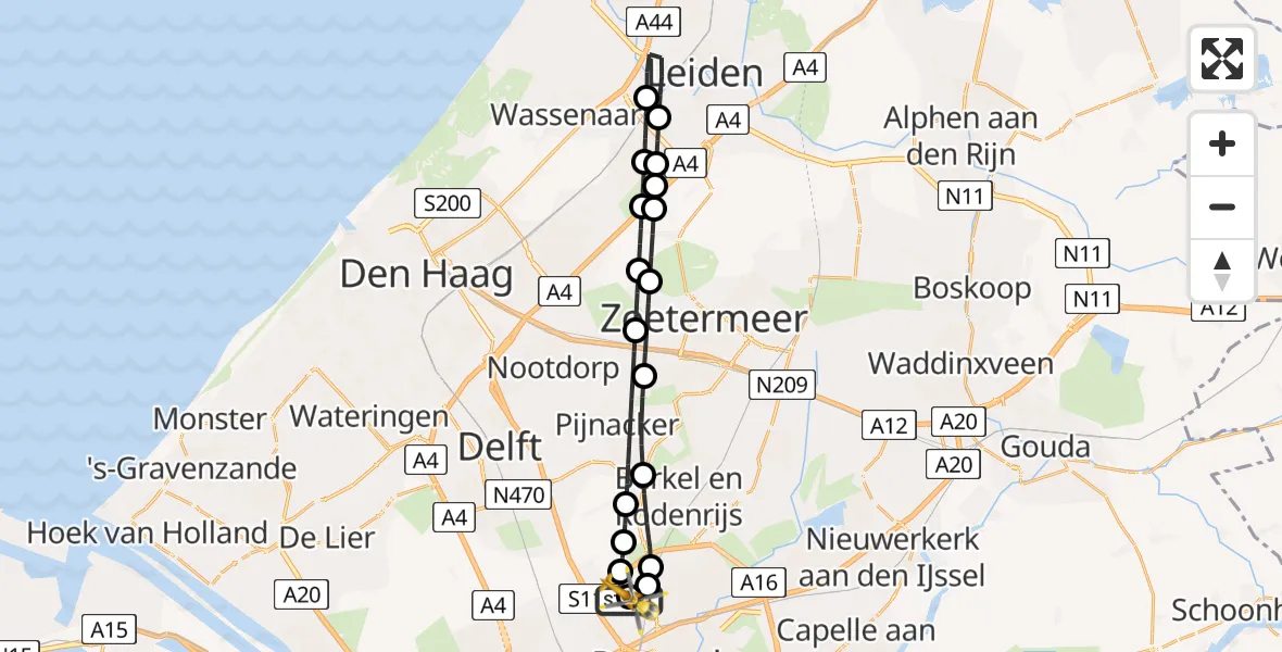 Vluchtroute Traumahelikopter Rotterdam The Hague Airport - Rotterdam The Hague Airport, 07 juli 2026, 19:39