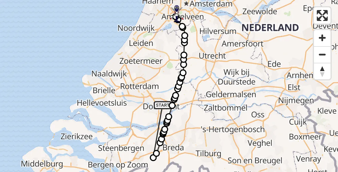 Vluchtroute Politiehelikopter Papendrecht - Amsterdam Vliegveld Schiphol, 07 juli 2026, 19:43