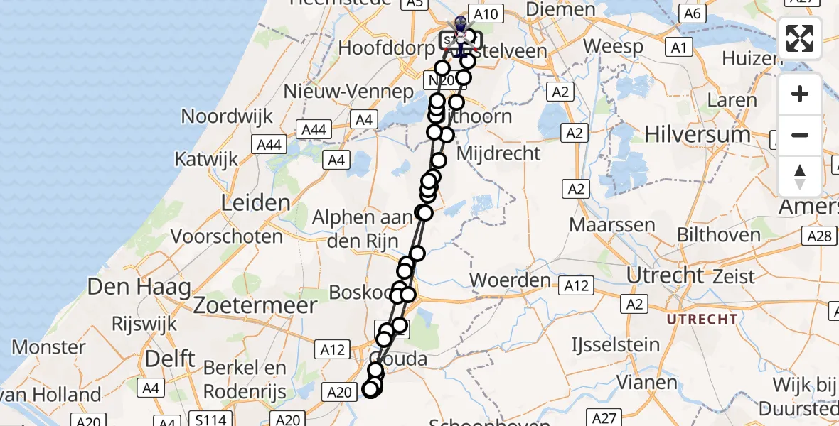 Vluchtroute Politiehelikopter Amsterdam Vliegveld Schiphol - Amsterdam Vliegveld Schiphol, 08 juli 2026, 02:09