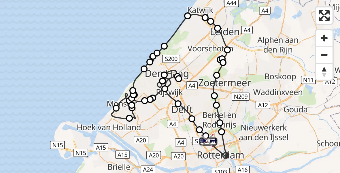 Vluchtroute Politiehelikopter Rotterdam The Hague Airport - Rotterdam The Hague Airport, 08 juli 2026, 10:18