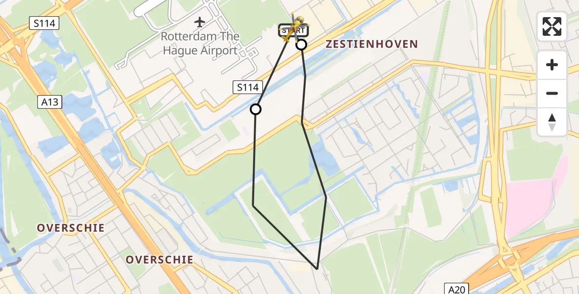 Vluchtroute Traumahelikopter Rotterdam The Hague Airport - Rotterdam The Hague Airport, 08 juli 2026, 15:47