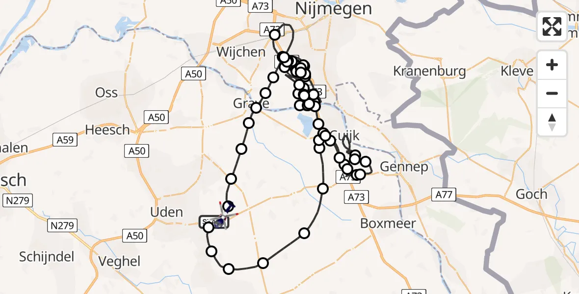 Vluchtroute Politiehelikopter Vliegbasis Volkel - Vliegbasis Volkel, 08 juli 2026, 17:09