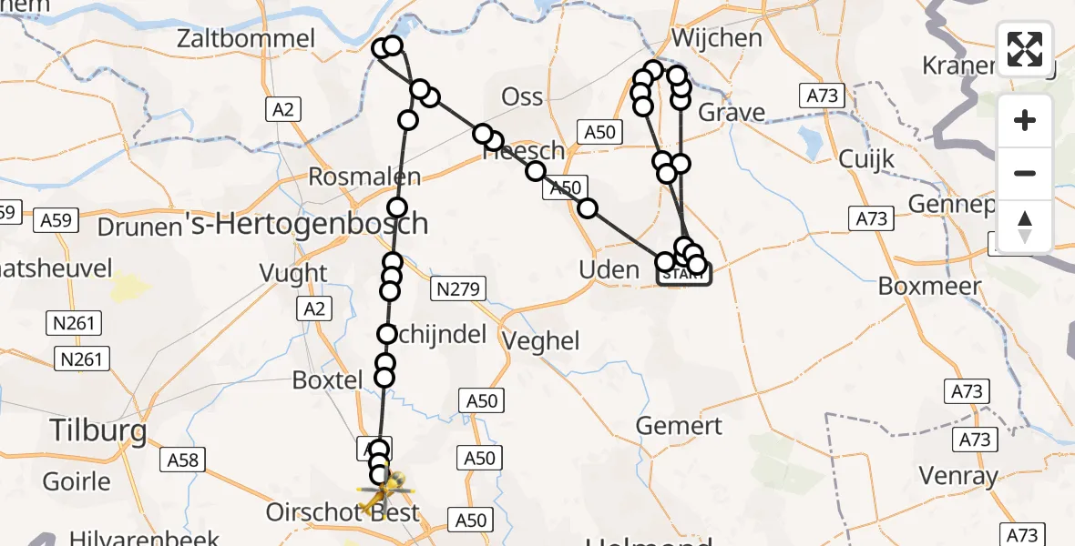 Vluchtroute Traumahelikopter Vliegbasis Volkel - Best, 08 juli 2026, 18:10