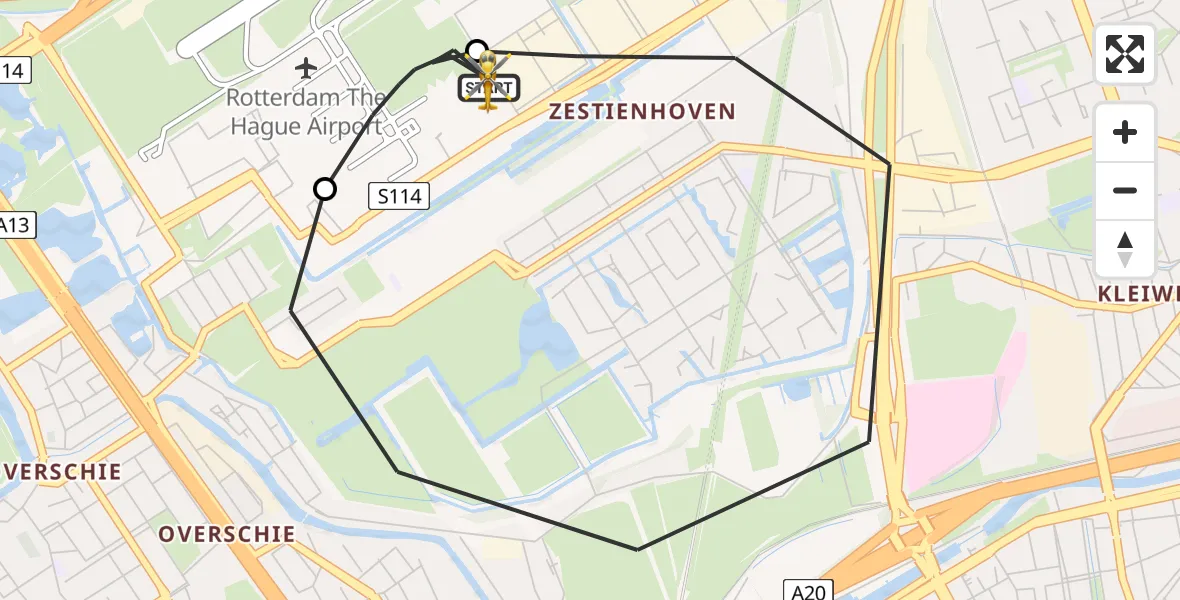 Vluchtroute Traumahelikopter Rotterdam The Hague Airport - Rotterdam The Hague Airport, 08 juli 2026, 19:38