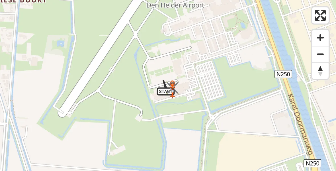 Vluchtroute Kustwachthelikopter Militair vliegveld De Kooy / Den Helder Airport - Militair vliegveld De Kooy / Den Helder Airport, 09 juli 2026, 08:07