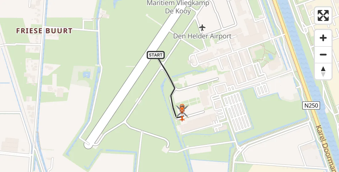 Vluchtroute Kustwachthelikopter Militair vliegveld De Kooy / Den Helder Airport - Militair vliegveld De Kooy / Den Helder Airport, 09 juli 2026, 14:08