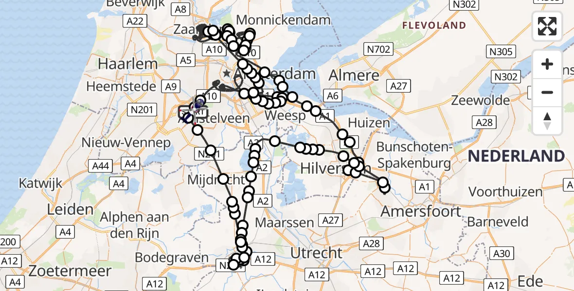 Vluchtroute Politiehelikopter Amsterdam Vliegveld Schiphol - Amsterdam Vliegveld Schiphol, 09 juli 2026, 18:08