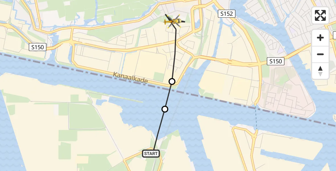 Vluchtroute Traumahelikopter Amsterdam Heliport - Zaandam, 09 juli 2026, 18:14