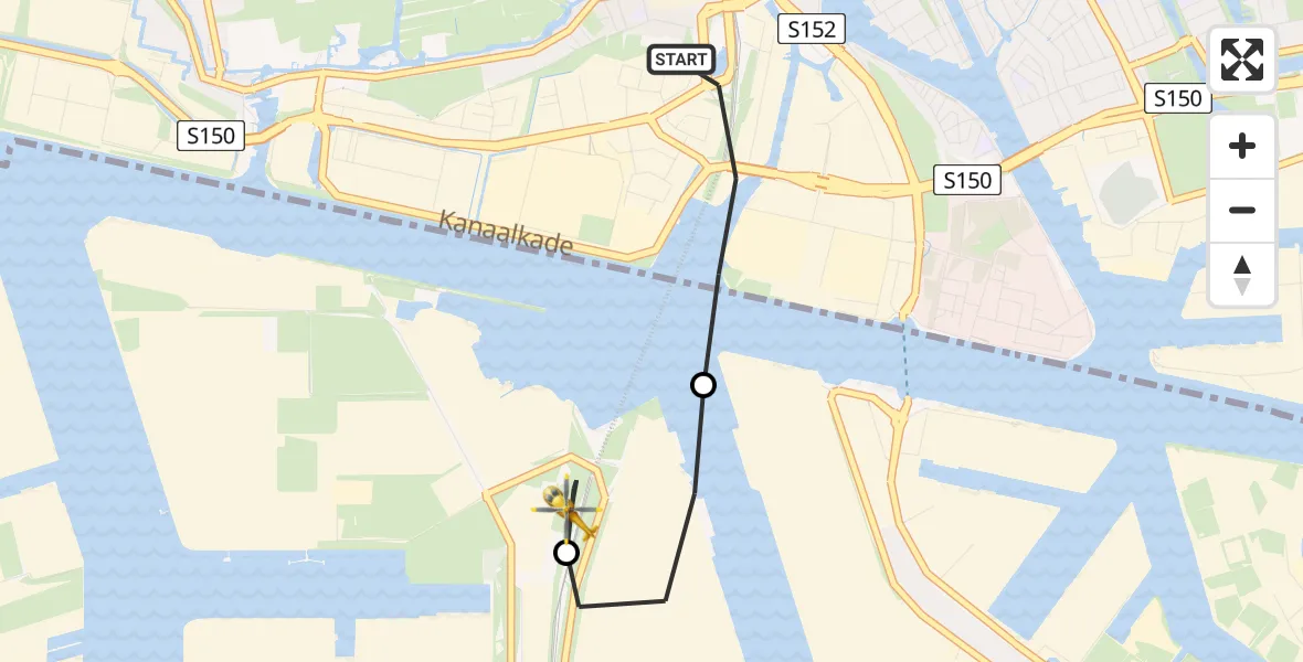 Vluchtroute Traumahelikopter Zaandam - Amsterdam Heliport, 09 juli 2026, 18:35