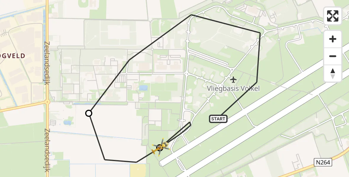 Vluchtroute Traumahelikopter Vliegbasis Volkel - Vliegbasis Volkel, 10 juli 2026, 00:48