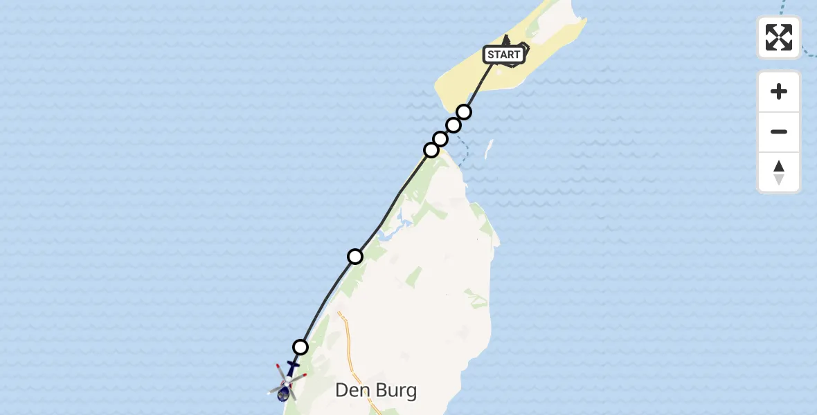 Vluchtroute Politiehelikopter Vlieland - Noordzee, 10 juli 2026, 08:41