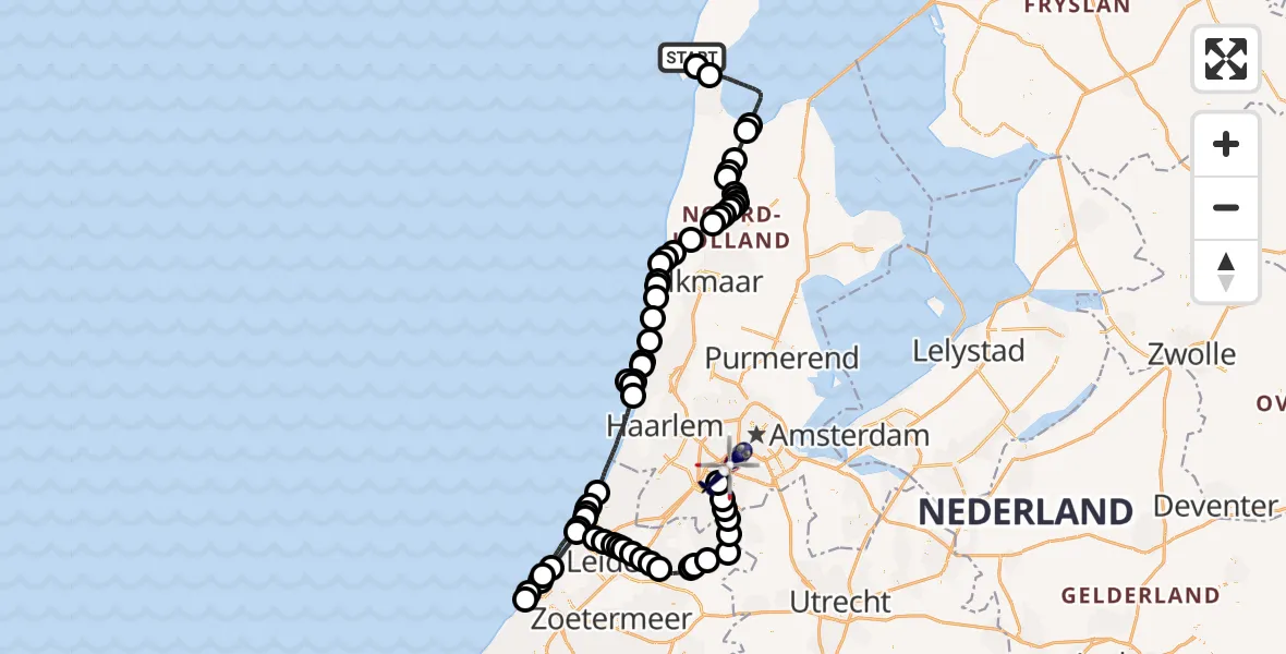 Vluchtroute Politiehelikopter Den Hoorn - Amsterdam Vliegveld Schiphol, 10 juli 2026, 09:06