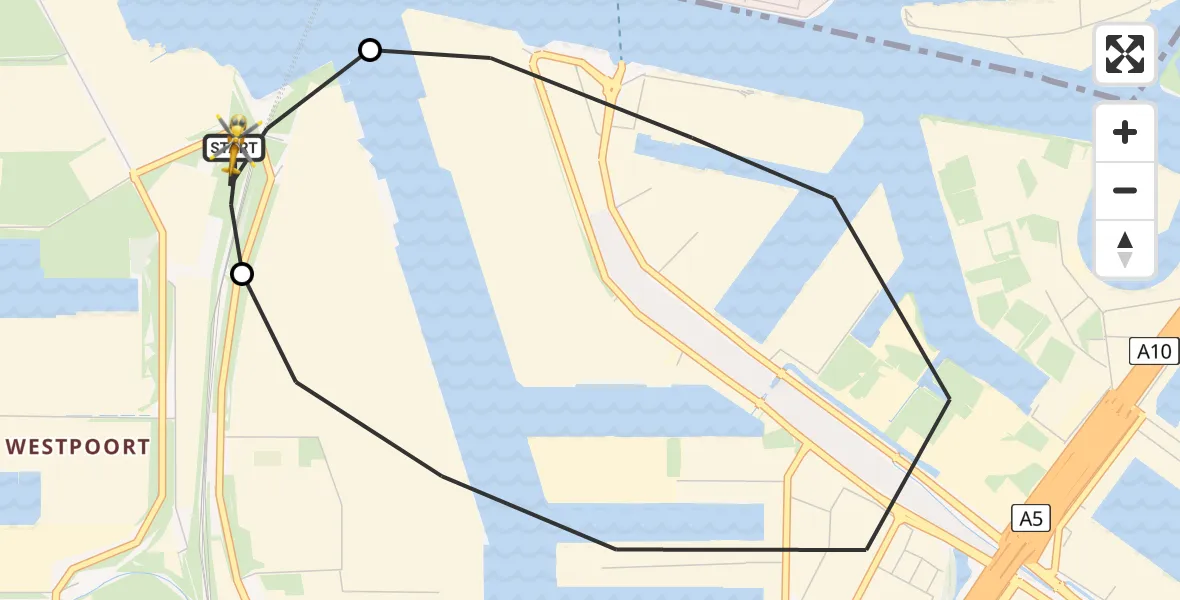 Vluchtroute Traumahelikopter Amsterdam Heliport - Amsterdam Heliport, 10 juli 2026, 11:45