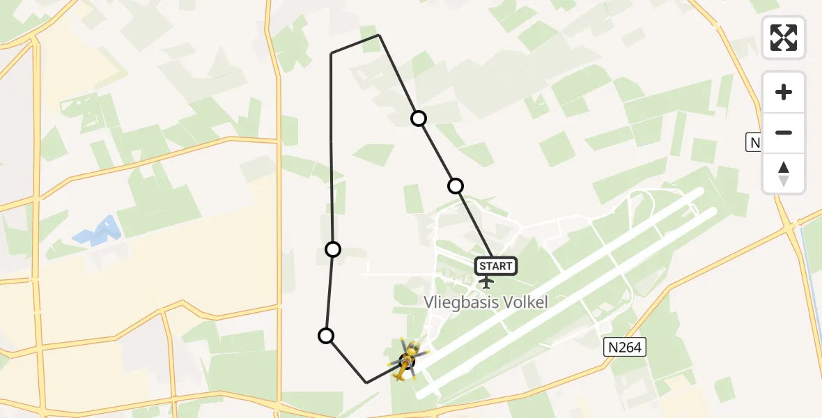 Vluchtroute Traumahelikopter Vliegbasis Volkel - Vliegbasis Volkel, 10 juli 2026, 12:50