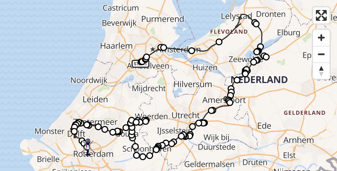 Vluchtroute Politiehelikopter Amsterdam Vliegveld Schiphol - Rotterdam The Hague Airport, 10 juli 2026, 13:42