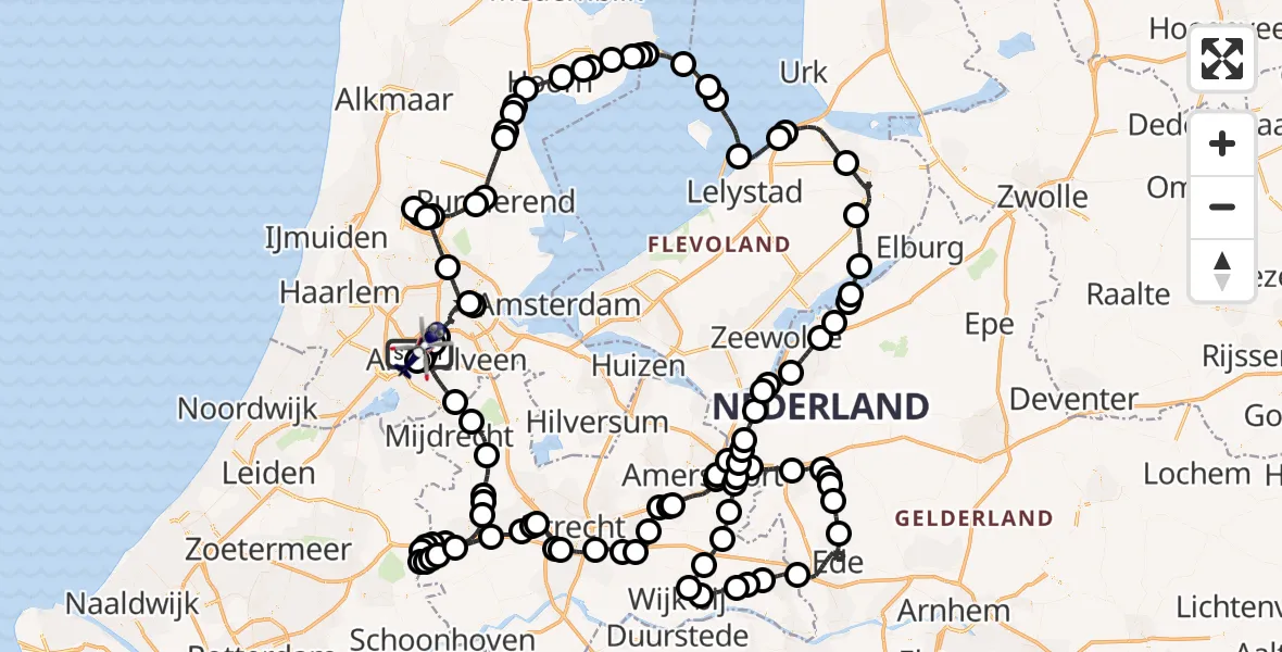 Vluchtroute Politiehelikopter Amsterdam Vliegveld Schiphol - Amsterdam Vliegveld Schiphol, 10 juli 2026, 17:49