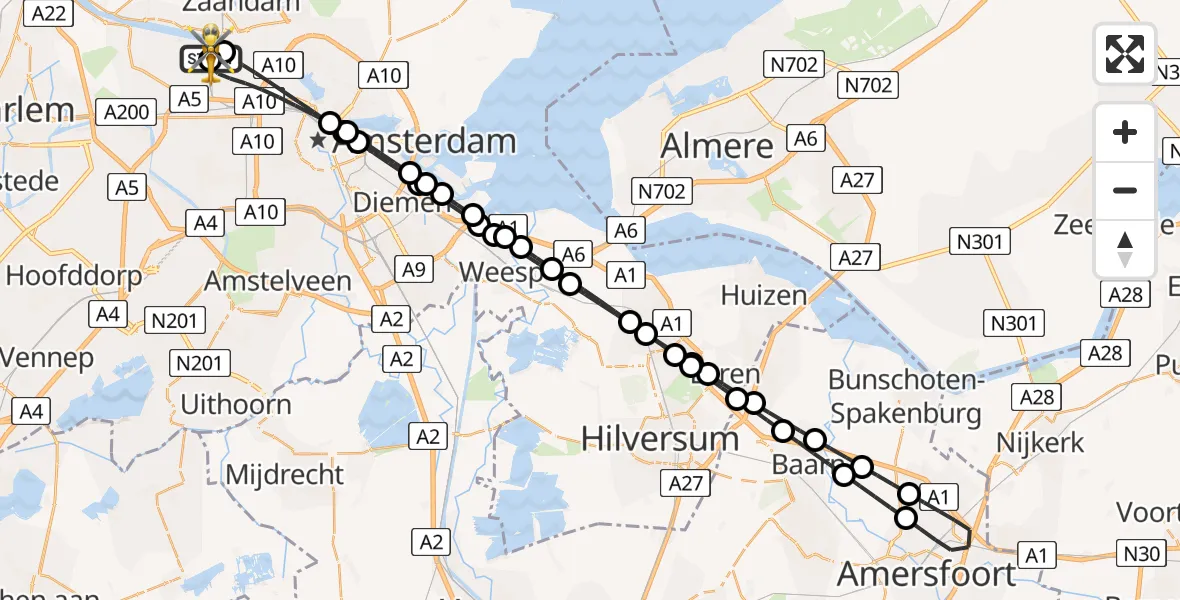 Vluchtroute Traumahelikopter Amsterdam Heliport - Amsterdam Heliport, 10 juli 2026, 19:38