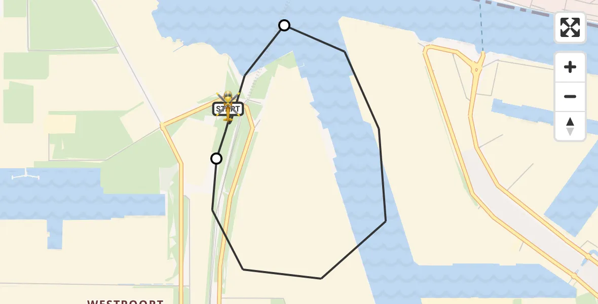 Vluchtroute Traumahelikopter Amsterdam Heliport - Amsterdam Heliport, 10 juli 2026, 21:39