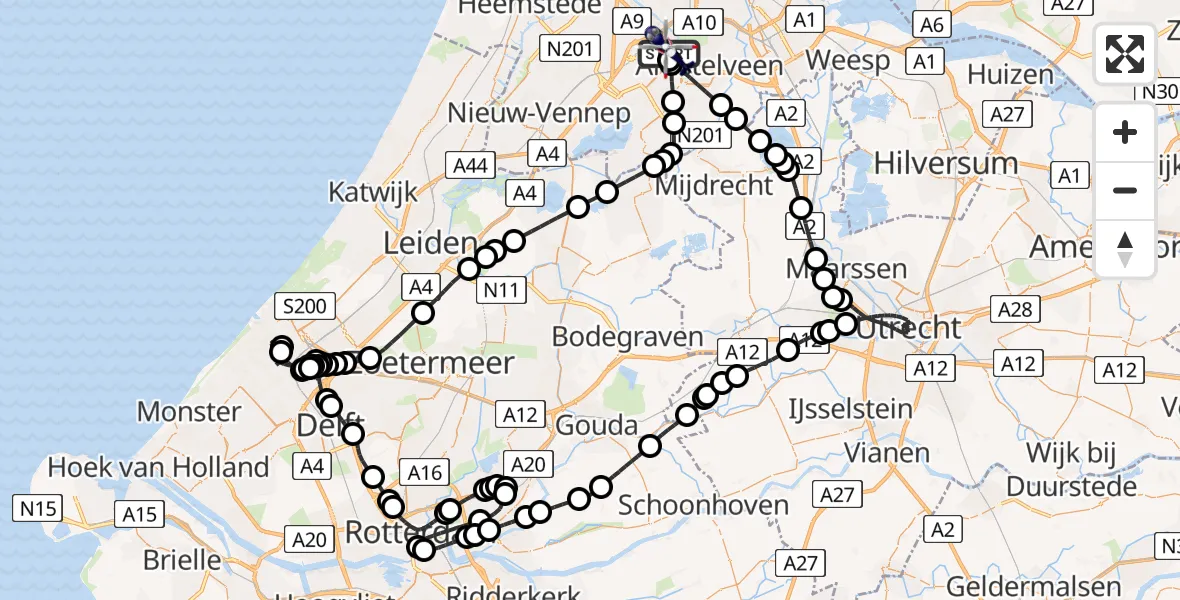 Vluchtroute Politiehelikopter Amsterdam Vliegveld Schiphol - Amsterdam Vliegveld Schiphol, 11 juli 2026, 09:11