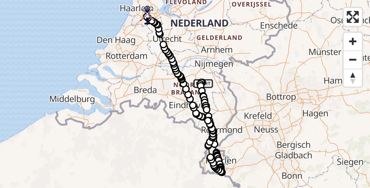 Vluchtroute Politiehelikopter Vliegbasis Volkel - Amsterdam Vliegveld Schiphol, 11 juli 2026, 10:48