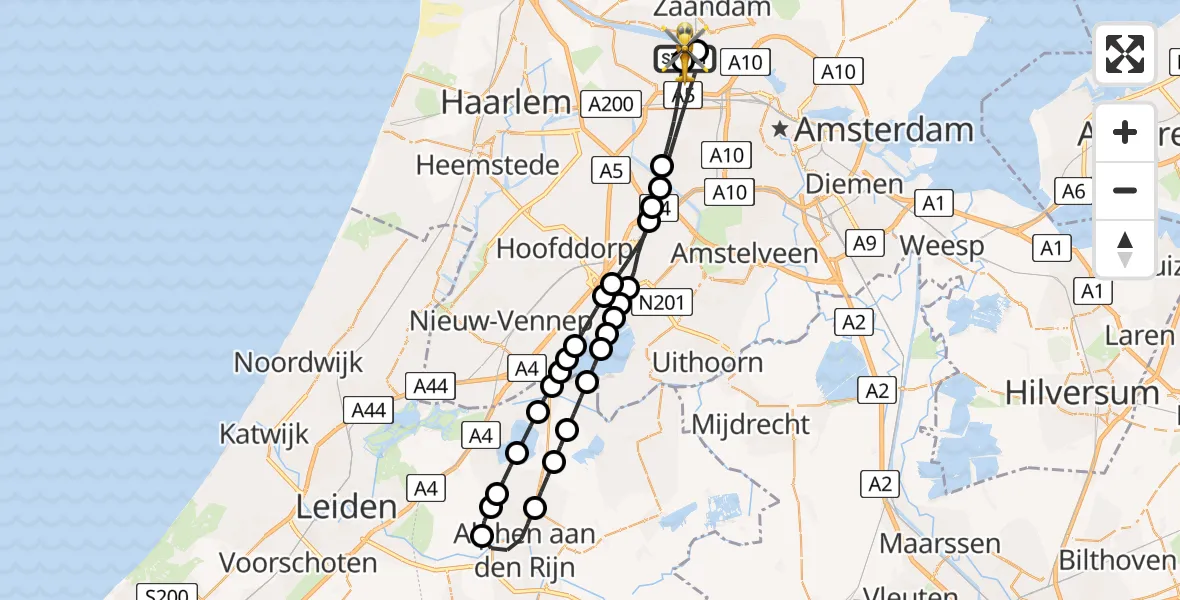 Vluchtroute Traumahelikopter Amsterdam Heliport - Amsterdam Heliport, 11 juli 2026, 13:21