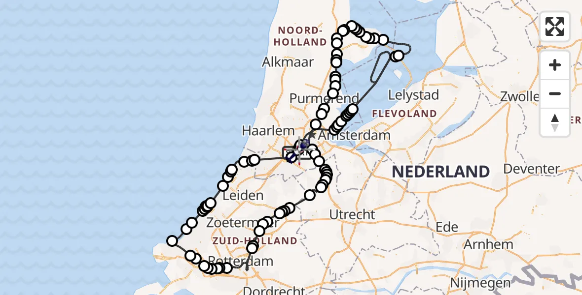 Vluchtroute Politiehelikopter Amsterdam Vliegveld Schiphol - Amsterdam Vliegveld Schiphol, 11 juli 2026, 13:41