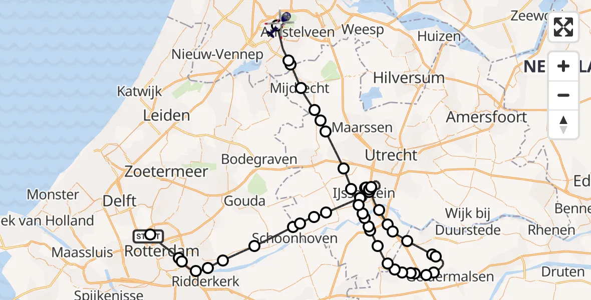 Vluchtroute Politiehelikopter Rotterdam The Hague Airport - Amsterdam Vliegveld Schiphol, 11 juli 2026, 13:43