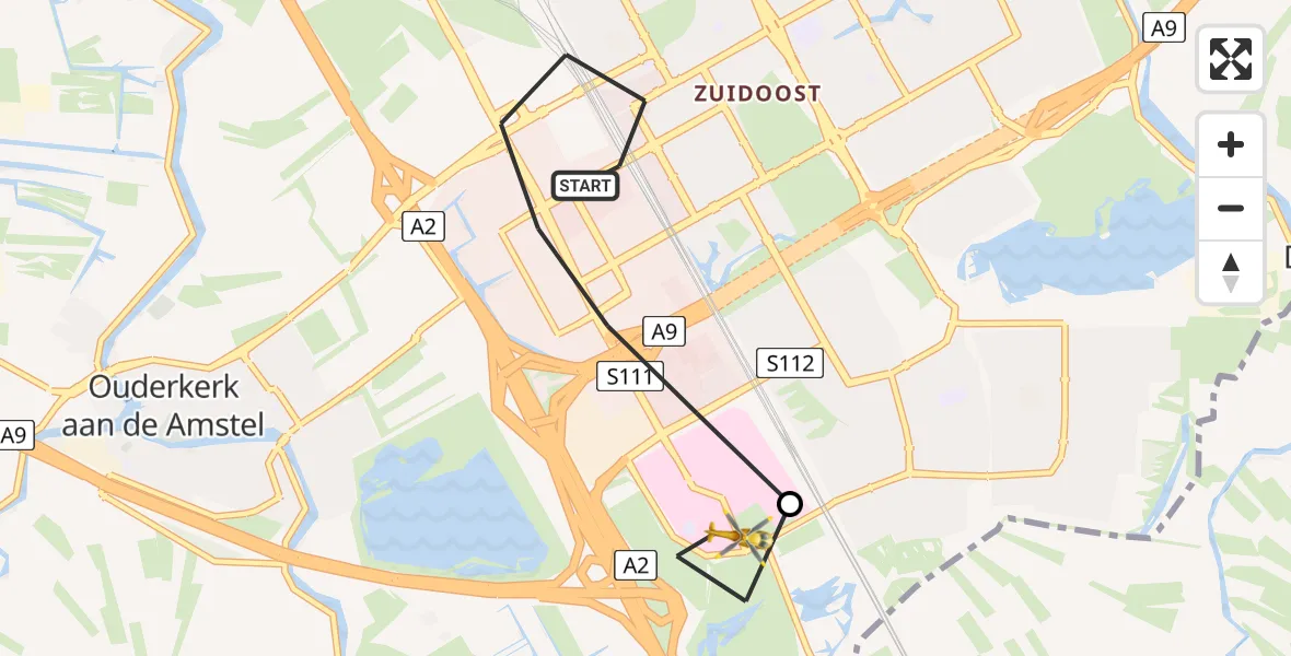 Vluchtroute Traumahelikopter Amsterdam - Amsterdam UMC Helipad, 11 juli 2026, 16:05