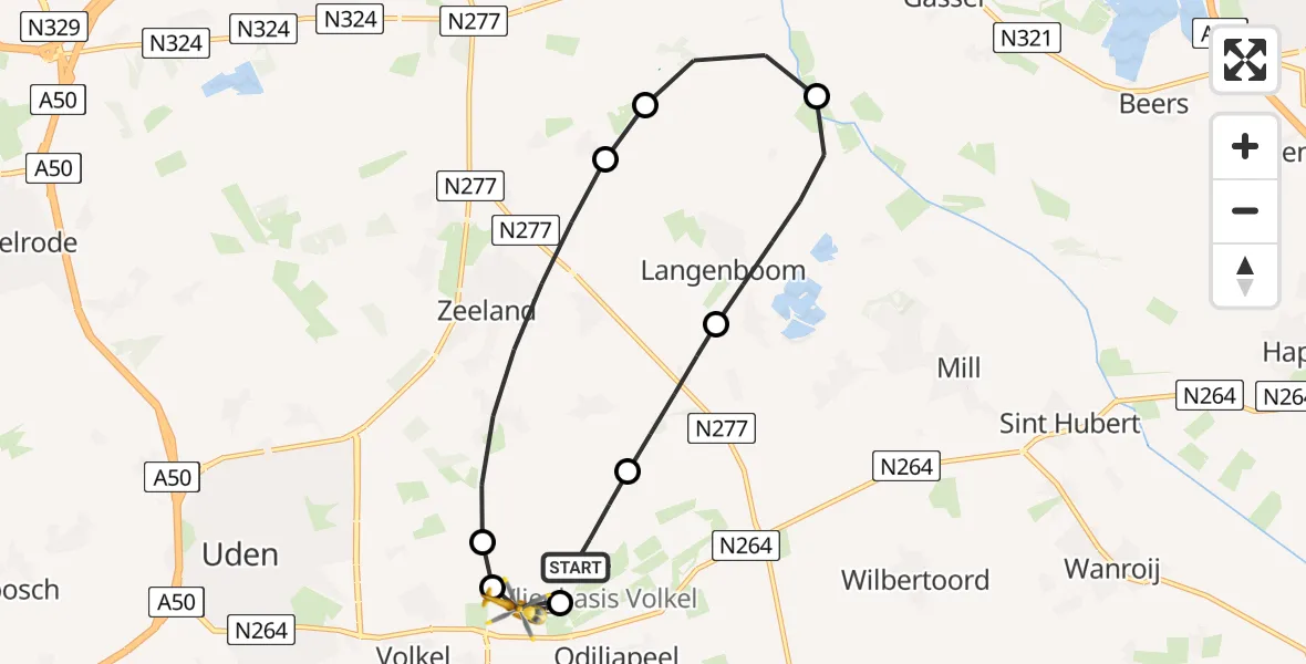 Vluchtroute Traumahelikopter Vliegbasis Volkel - Volkel, 11 juli 2026, 23:19