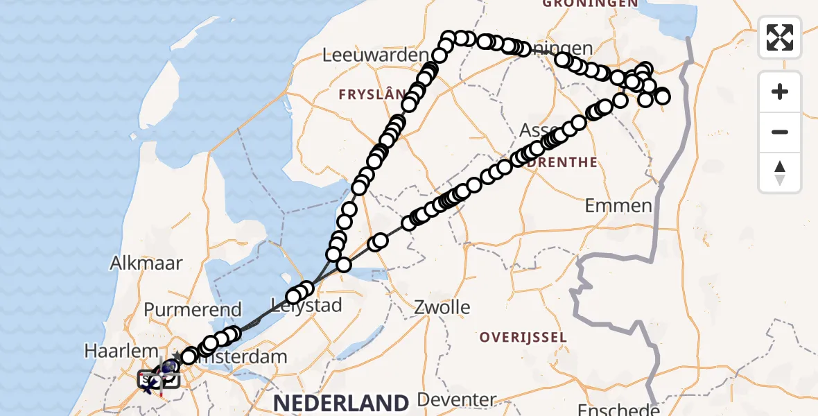 Vluchtroute Politiehelikopter Amsterdam Vliegveld Schiphol - Amsterdam Vliegveld Schiphol, 12 juli 2026, 07:07