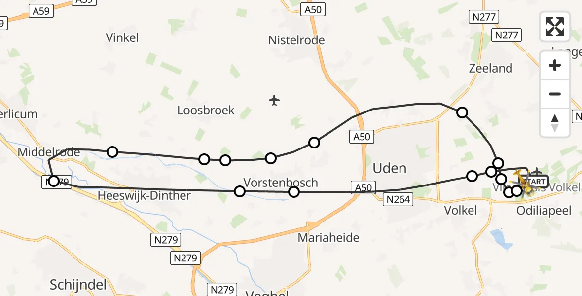 Vluchtroute Traumahelikopter Vliegbasis Volkel - Vliegbasis Volkel, 12 juli 2026, 07:50