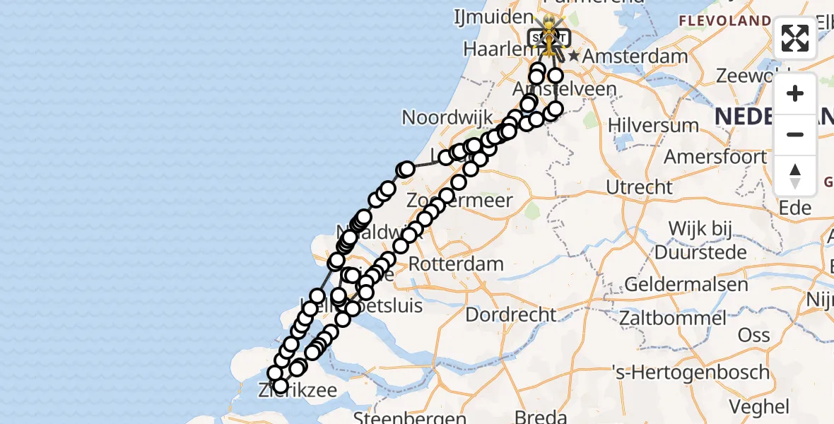 Vluchtroute Traumahelikopter Amsterdam Heliport - Amsterdam Heliport, 12 juli 2026, 11:25