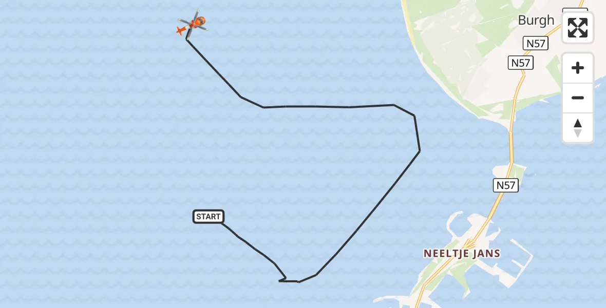 Vluchtroute Kustwachthelikopter Noordzee - Noordzee, 12 juli 2026, 13:21
