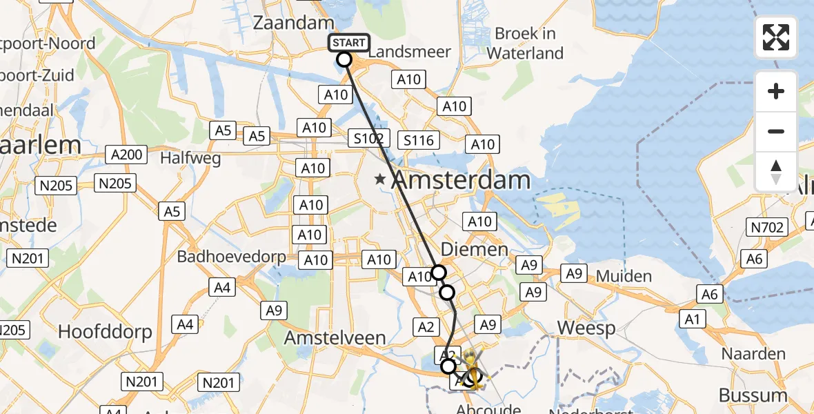 Vluchtroute Traumahelikopter Oostzaan - Amsterdam UMC Helipad, 12 juli 2026, 17:07