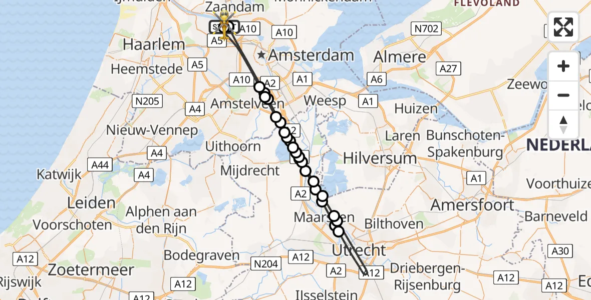 Vluchtroute Traumahelikopter Amsterdam Heliport - Amsterdam Heliport, 12 juli 2026, 18:05