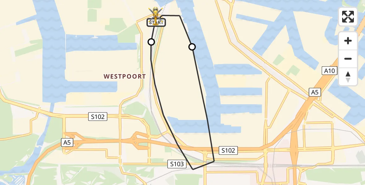 Vluchtroute Traumahelikopter Amsterdam Heliport - Amsterdam Heliport, 12 juli 2026, 20:07