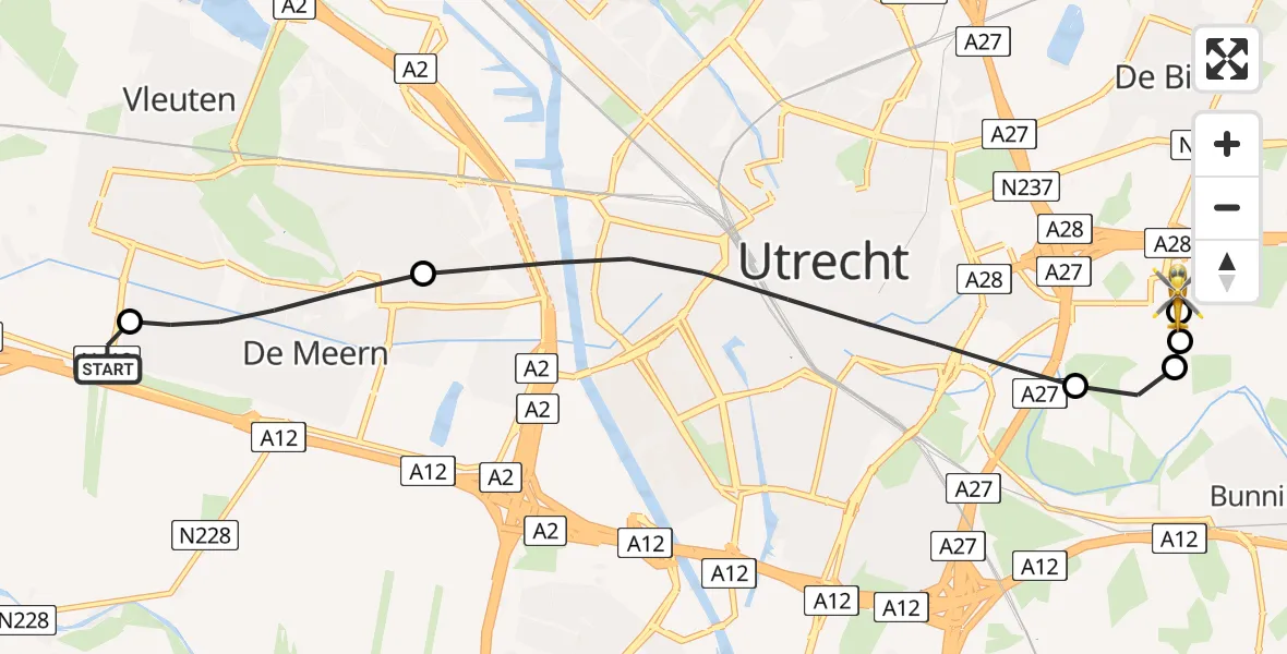 Vluchtroute Traumahelikopter Harmelen - Universitair Medisch Centrum Utrecht, 12 juli 2026, 20:59