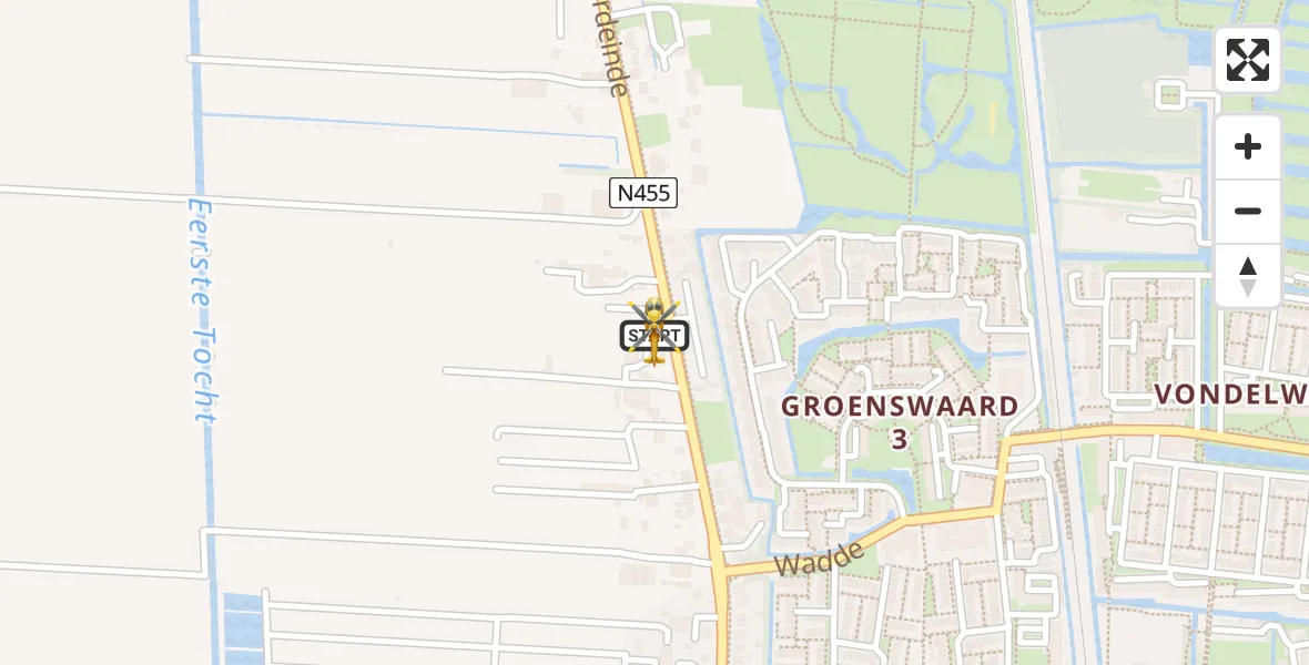 Vluchtroute Traumahelikopter Waddinxveen - Waddinxveen, 12 juli 2026, 22:08