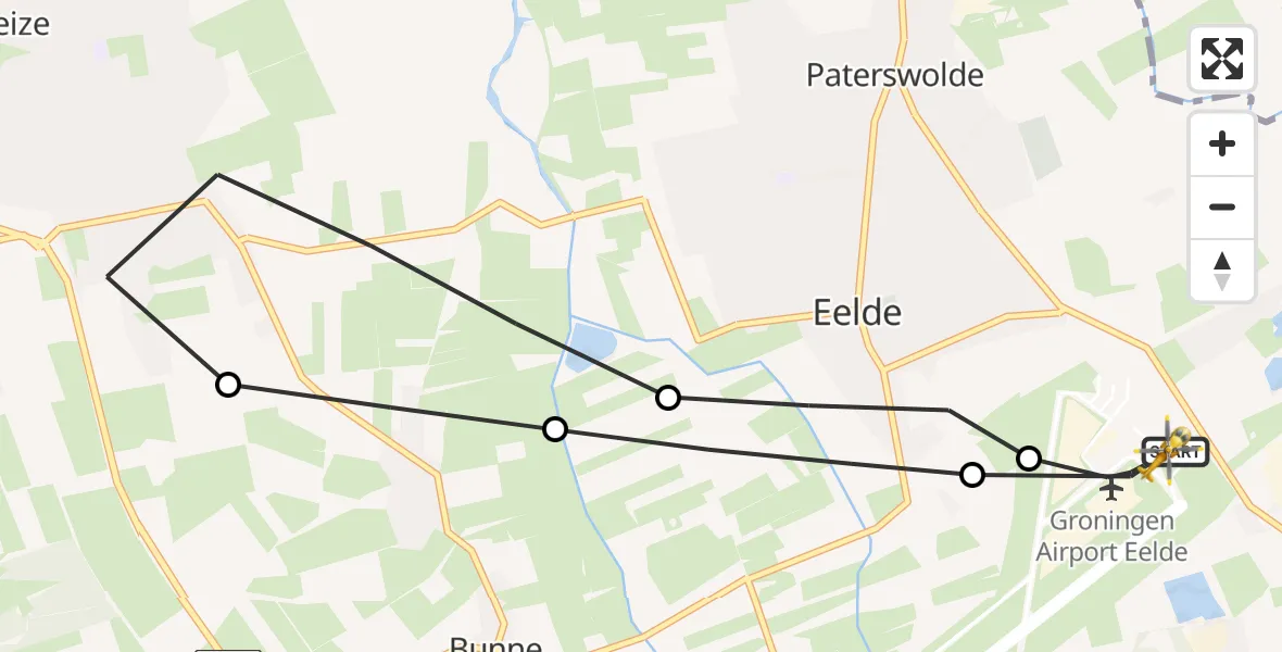 Vluchtroute Traumahelikopter Groningen Airport Eelde - Groningen Airport Eelde, 13 juli 2026, 06:48