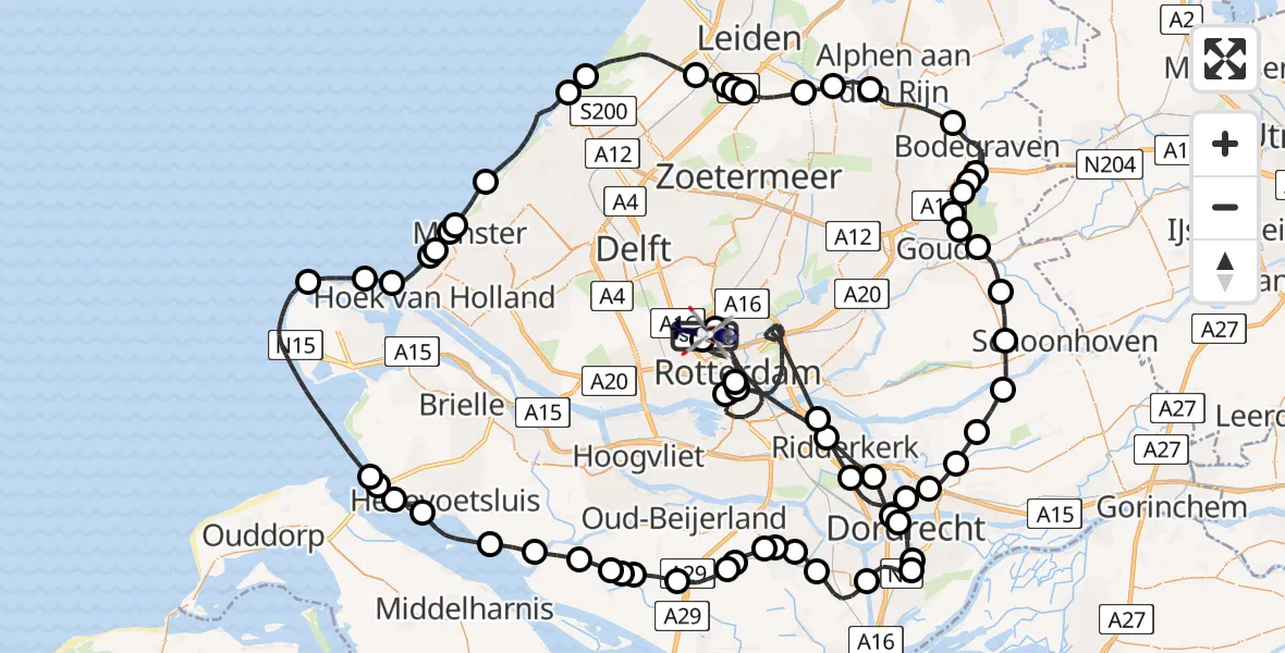 Vluchtroute Politiehelikopter Rotterdam The Hague Airport - Rotterdam The Hague Airport, 13 juli 2026, 07:33