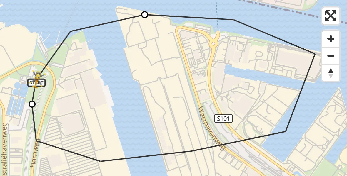 Vluchtroute Traumahelikopter Amsterdam Heliport - Amsterdam Heliport, 13 juli 2026, 08:17