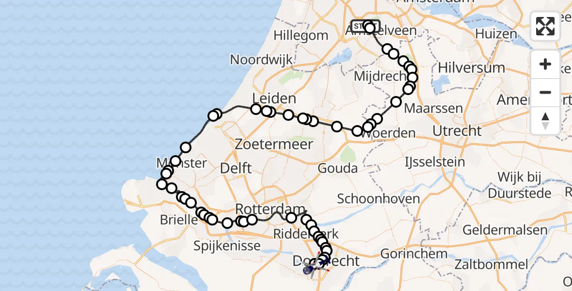 Vluchtroute Politiehelikopter Amsterdam Vliegveld Schiphol - Zwijndrecht, 13 juli 2026, 09:43