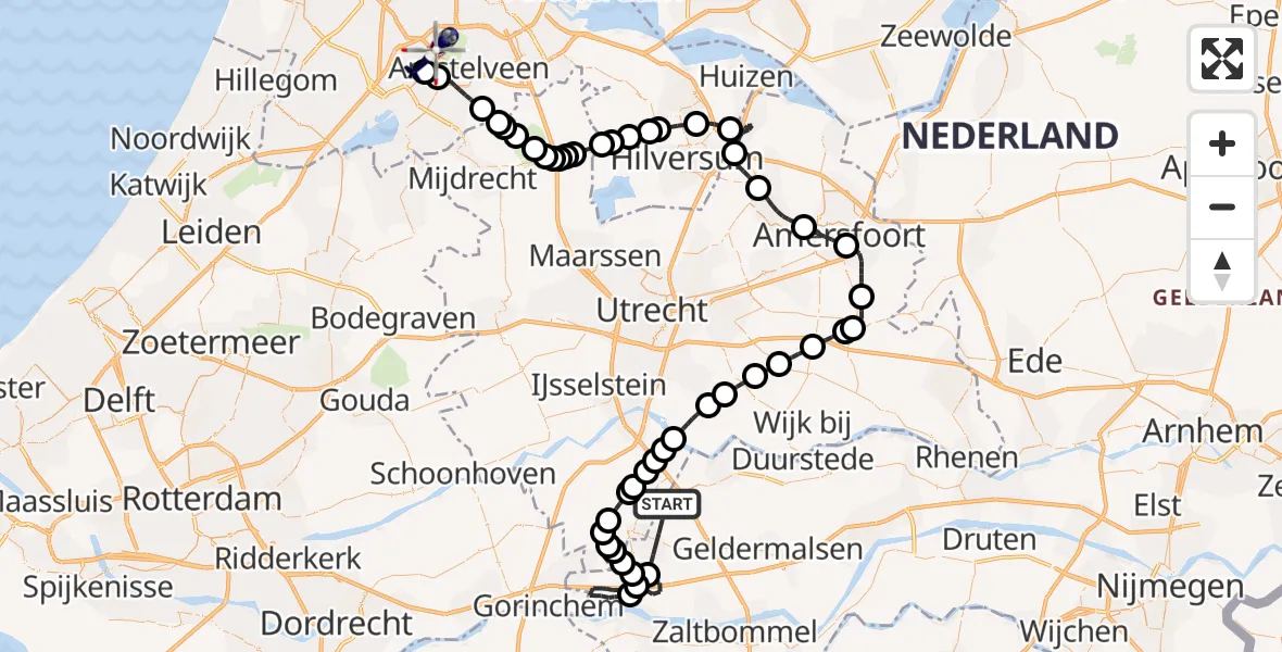 Vluchtroute Politiehelikopter Acquoy - Amsterdam Vliegveld Schiphol, 13 juli 2026, 14:39