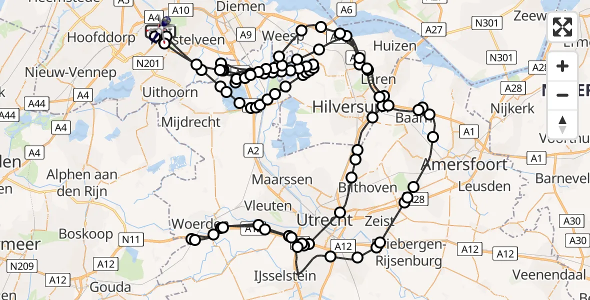 Vluchtroute Politiehelikopter Amsterdam Vliegveld Schiphol - Amsterdam Vliegveld Schiphol, 13 juli 2026, 17:30