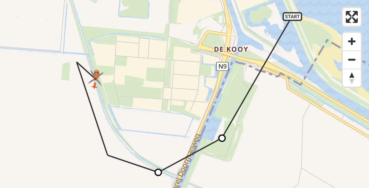 Vluchtroute Kustwachthelikopter Den Helder - Den Helder, 13 juli 2026, 18:52