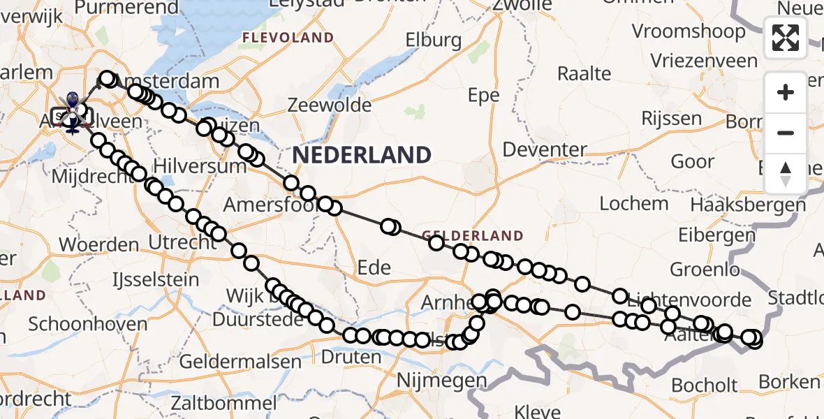 Vluchtroute Politiehelikopter Amsterdam Vliegveld Schiphol - Amsterdam Vliegveld Schiphol, 14 juli 2026, 07:16